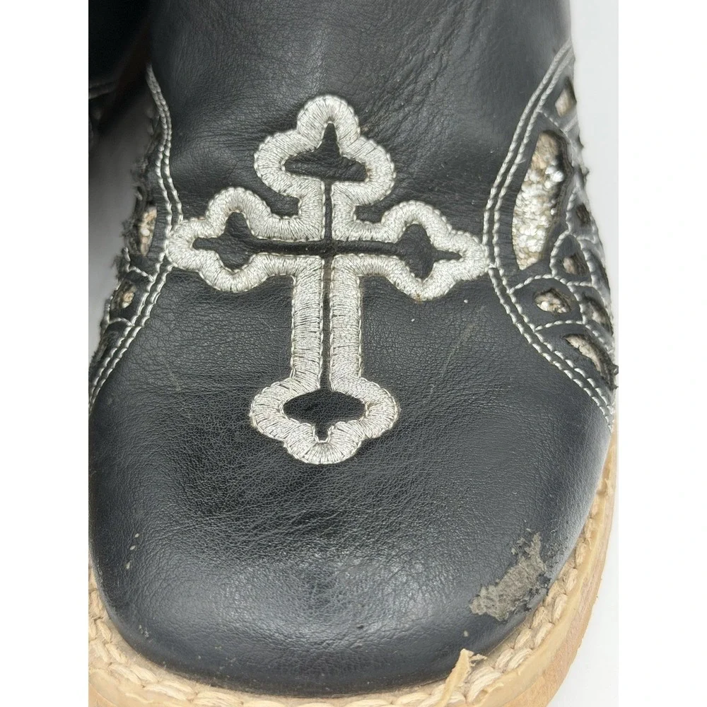 Blazin Roxx Girls Western Cowgirl Boots Glittery Silver Wings Cross Design Sz 3